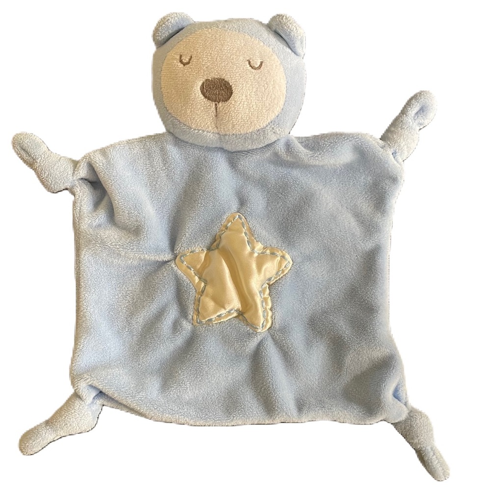 Blue Bear Lovey Blanket By Stepping Stones Satin Star Knots Soft